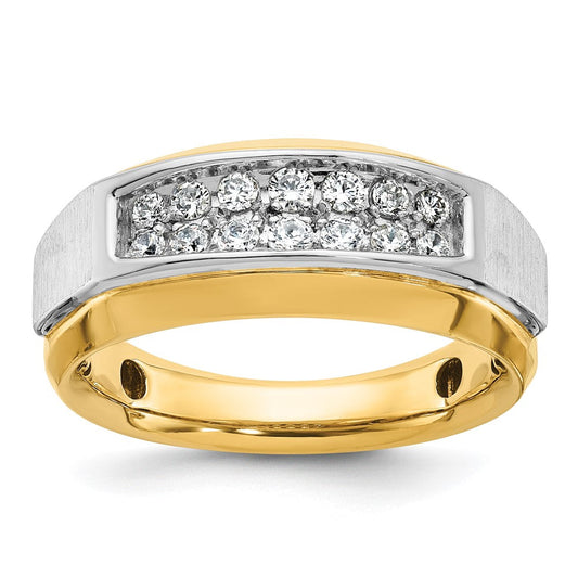 14k Two-tone Gold Men's Polished and Satin Diamond Ring Mounting