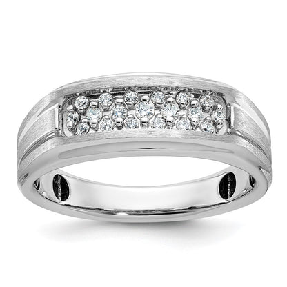 14k White Gold Men's Polished and Satin Diamond Ring Mounting