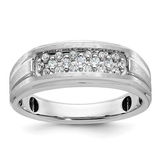14k White Gold Men's Polished and Satin Diamond Ring Mounting