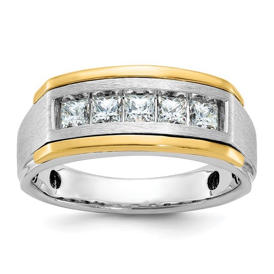 14k Two-tone Gold Men's Polished and Satin Diamond Ring Mounting