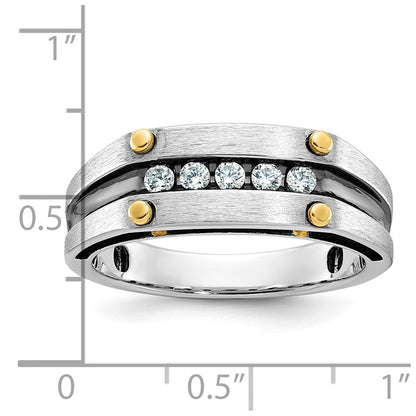 14k Two-tone Gold Men's Polished and Satin Diamond Ring Mounting
