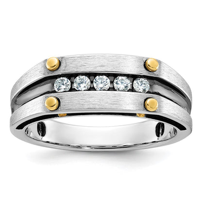 14k Two-tone Gold Men's Polished and Satin Diamond Ring Mounting