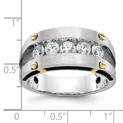 14k Two-tone Gold Men's Polished and Satin Diamond Ring Mounting