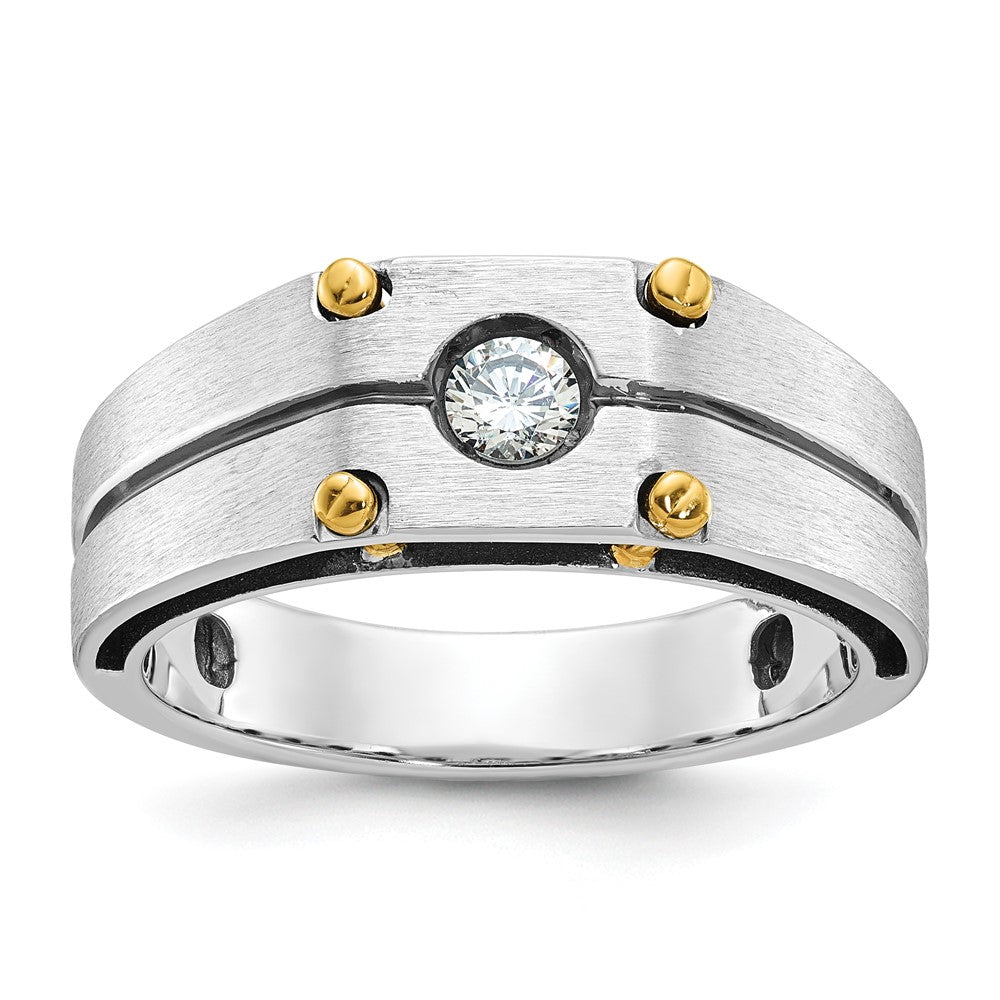 14k Two-tone Gold Men's Polished and Satin Diamond Ring Mounting