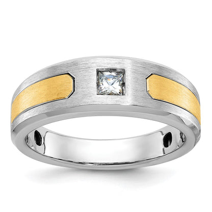 14k Two-tone Gold Men's Polished and Satin Diamond Ring Mounting