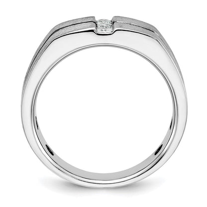 14k White Gold Men's Polished and Satin Diamond Ring Mounting