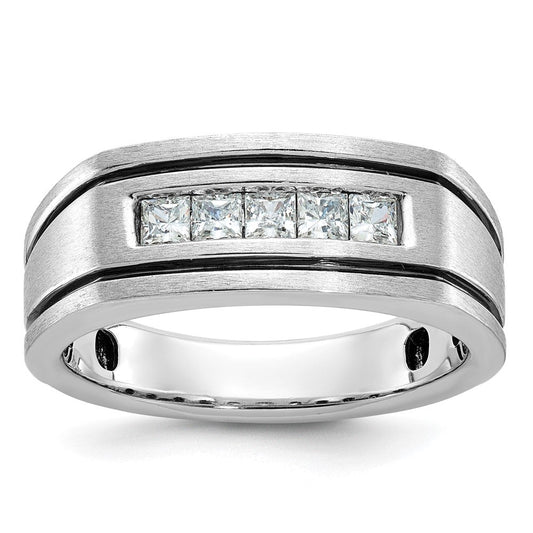 14k White Gold Men's Polished and Satin Diamond Ring Mounting