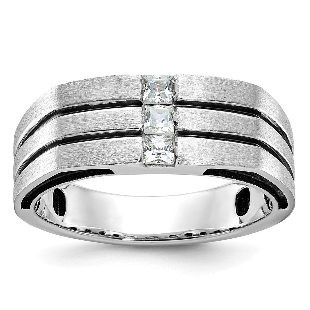 14k White Gold Men's Polished and Satin Diamond Ring Mounting