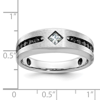 14k White Gold Men's Satin Diamond Ring Mounting