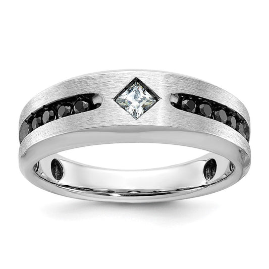 14k White Gold Men's Satin Diamond Ring Mounting
