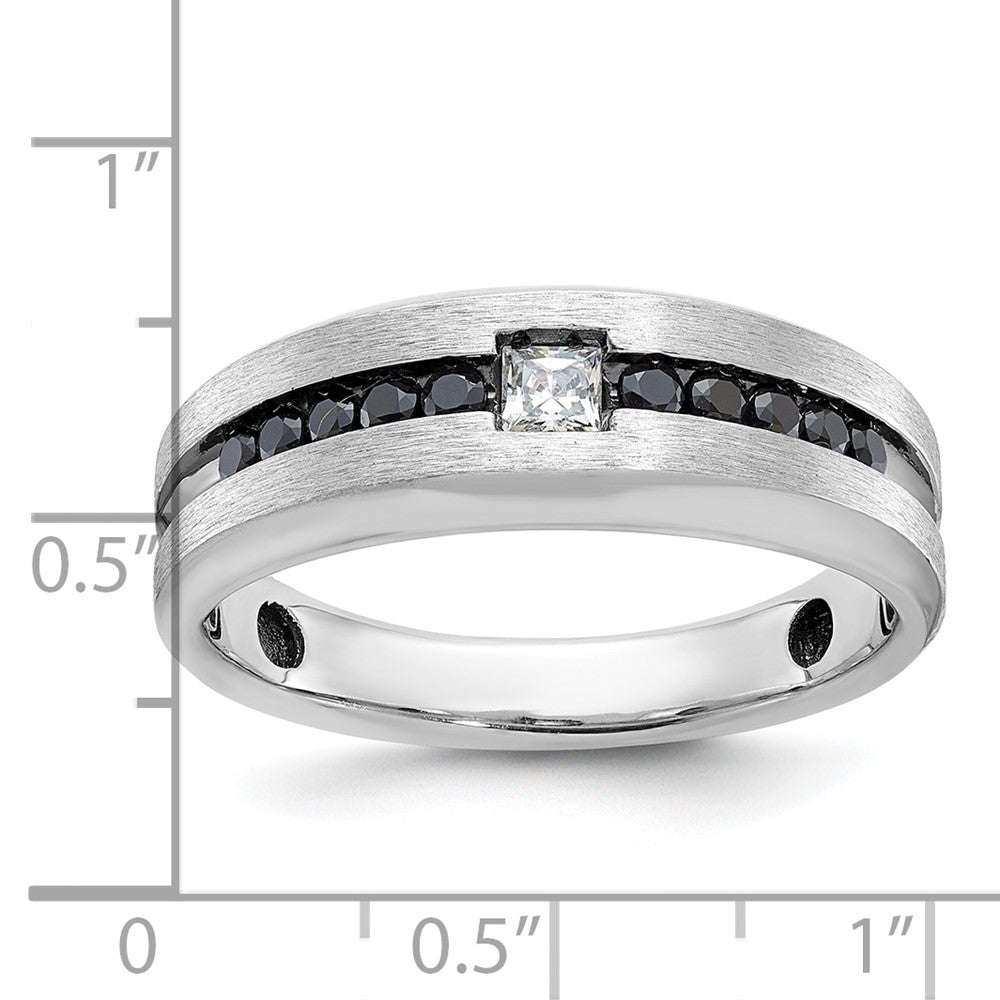 14k White Gold Men's Polished and Brushed Diamond Ring Mounting