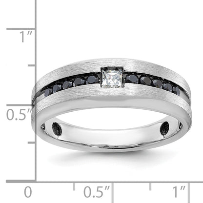 14k White Gold Men's Polished and Brushed Diamond Ring Mounting