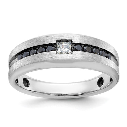 14k White Gold Men's Polished and Brushed Diamond Ring Mounting