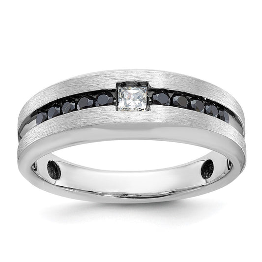 14k White Gold Men's Polished and Brushed Diamond Ring Mounting