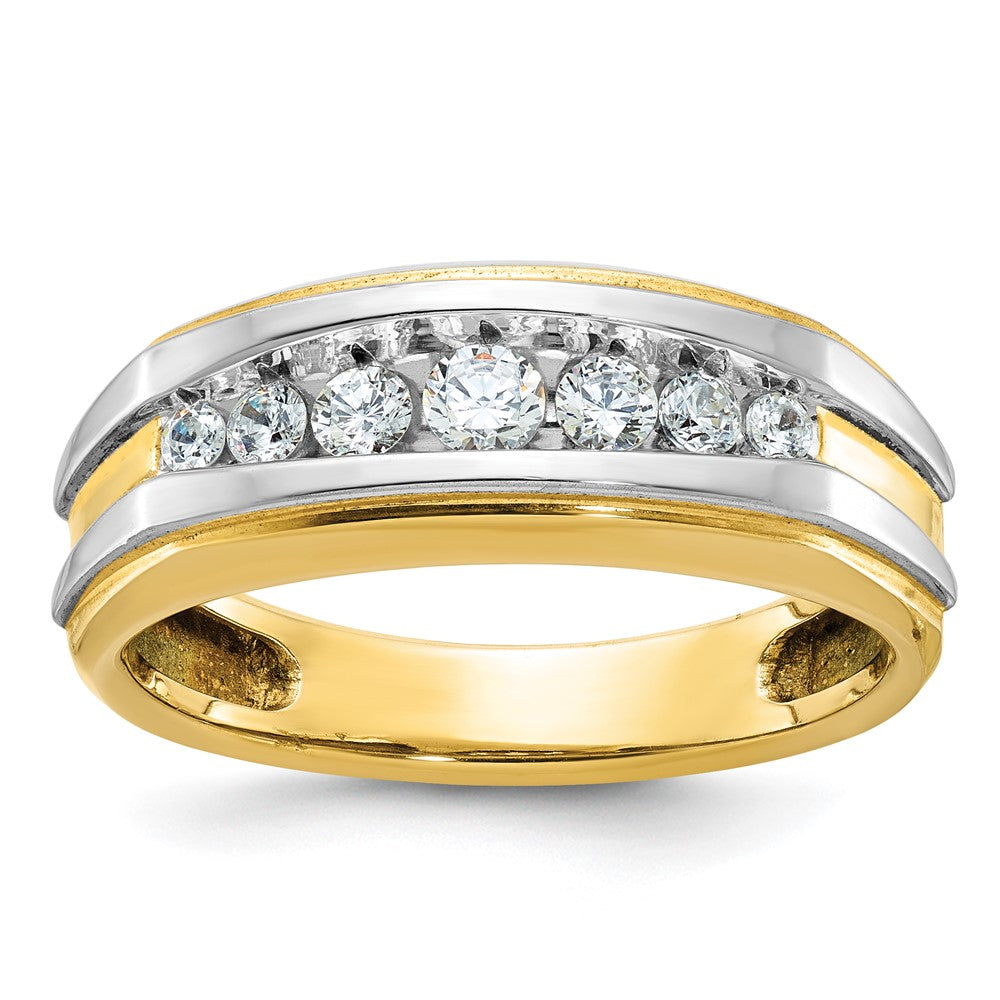 14k Yellow u0026 Rhodium Gold with White Rhodium Men's 1/2 carat Diamond Complete Ring