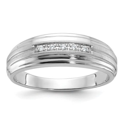 14k White Gold Men's Polished and Satin Diamond Ring Mounting