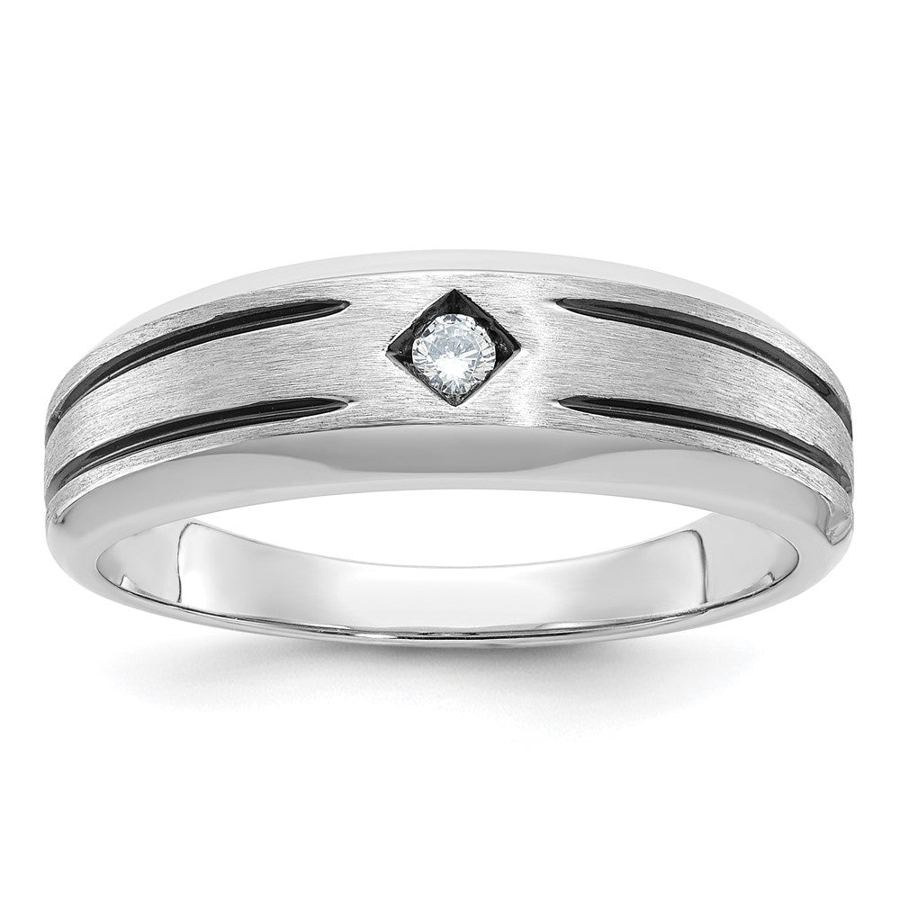 14k White Gold Men's Polished and Satin Diamond Ring Mounting