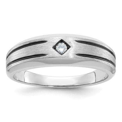 14k White Gold Men's Polished and Satin Diamond Ring Mounting