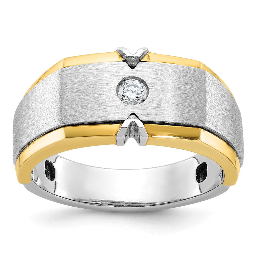 14k Two-tone Gold Men's Polished and Satin Diamond Ring Mounting