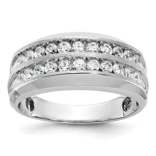 14k White Gold Men's 1.1 carat Diamond Complete Ring