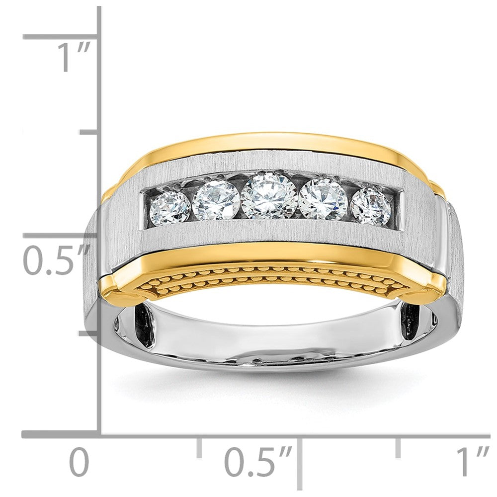 14k Two-tone Gold Men's Polished and Satin Diamond Ring Mounting