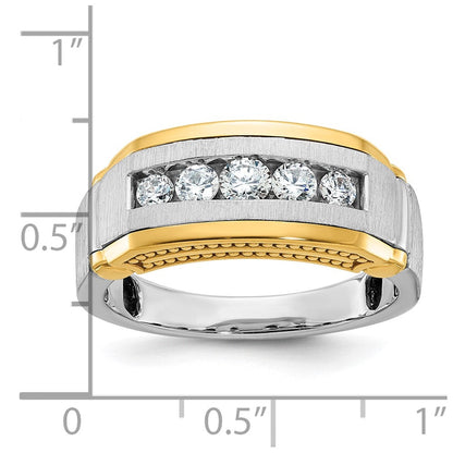 14k Two-tone Gold Men's Polished and Satin Diamond Ring Mounting