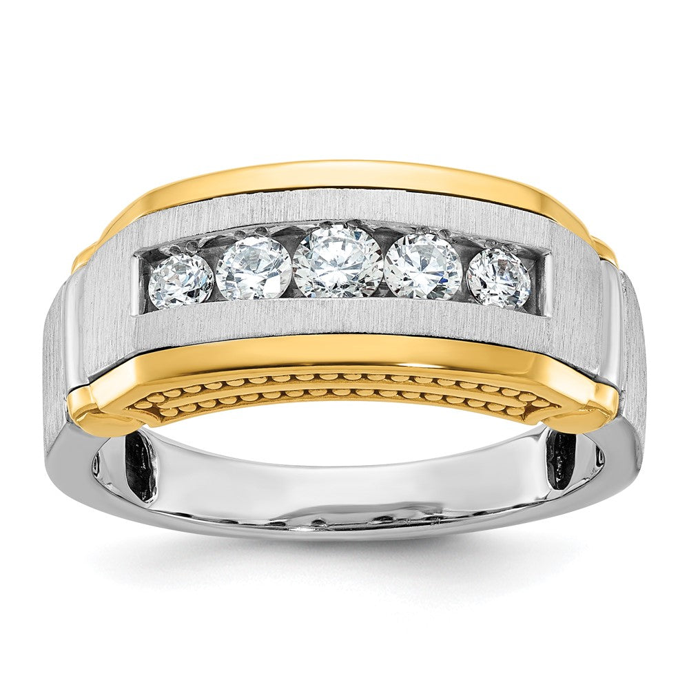 14k Two-tone Gold Men's Polished and Satin Diamond Ring Mounting