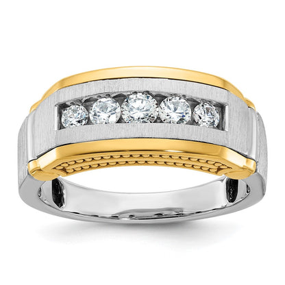 14k Two-tone Gold Men's Polished and Satin Diamond Ring Mounting