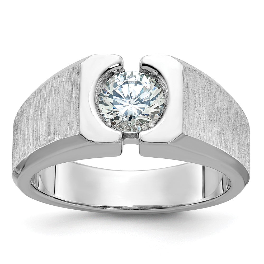14k White Gold Men's Polished and Satin Diamond Ring Mounting