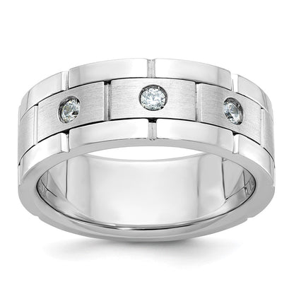 14k White Gold Men's Polished and Satin Diamond Ring Mounting