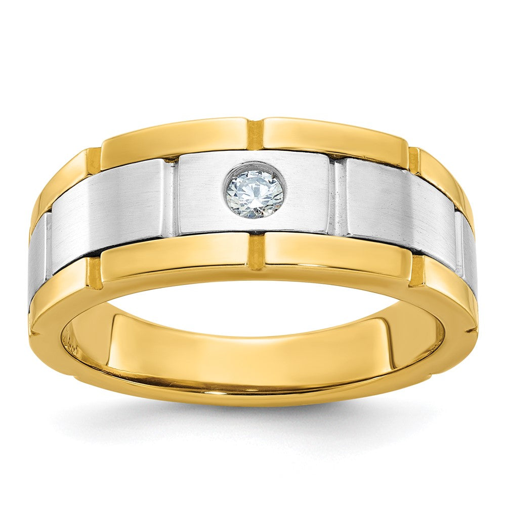 14k Two-tone Gold Men's Polished and Satin Diamond Ring Mounting