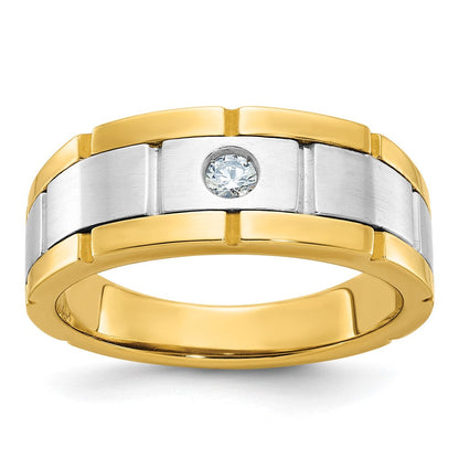 14k Two-tone Gold Men's Polished and Satin Diamond Ring Mounting