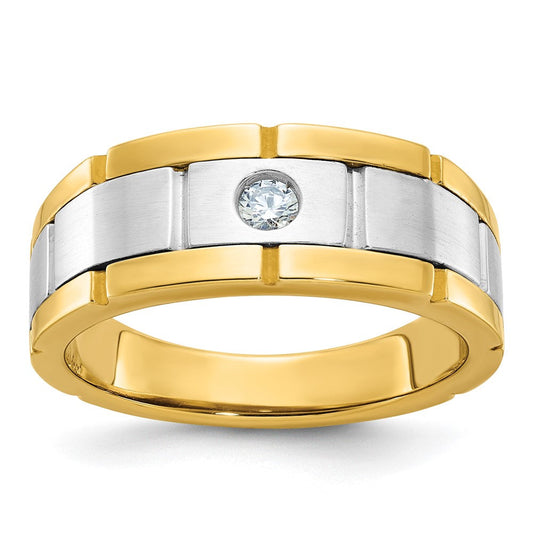 14k Two-tone Gold Men's Polished and Satin Diamond Ring Mounting