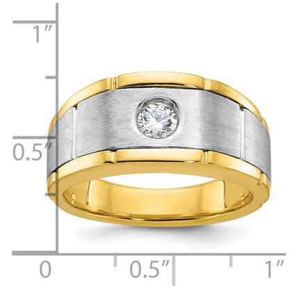 14k Two-tone Gold Men's Polished and Satin Diamond Ring Mounting