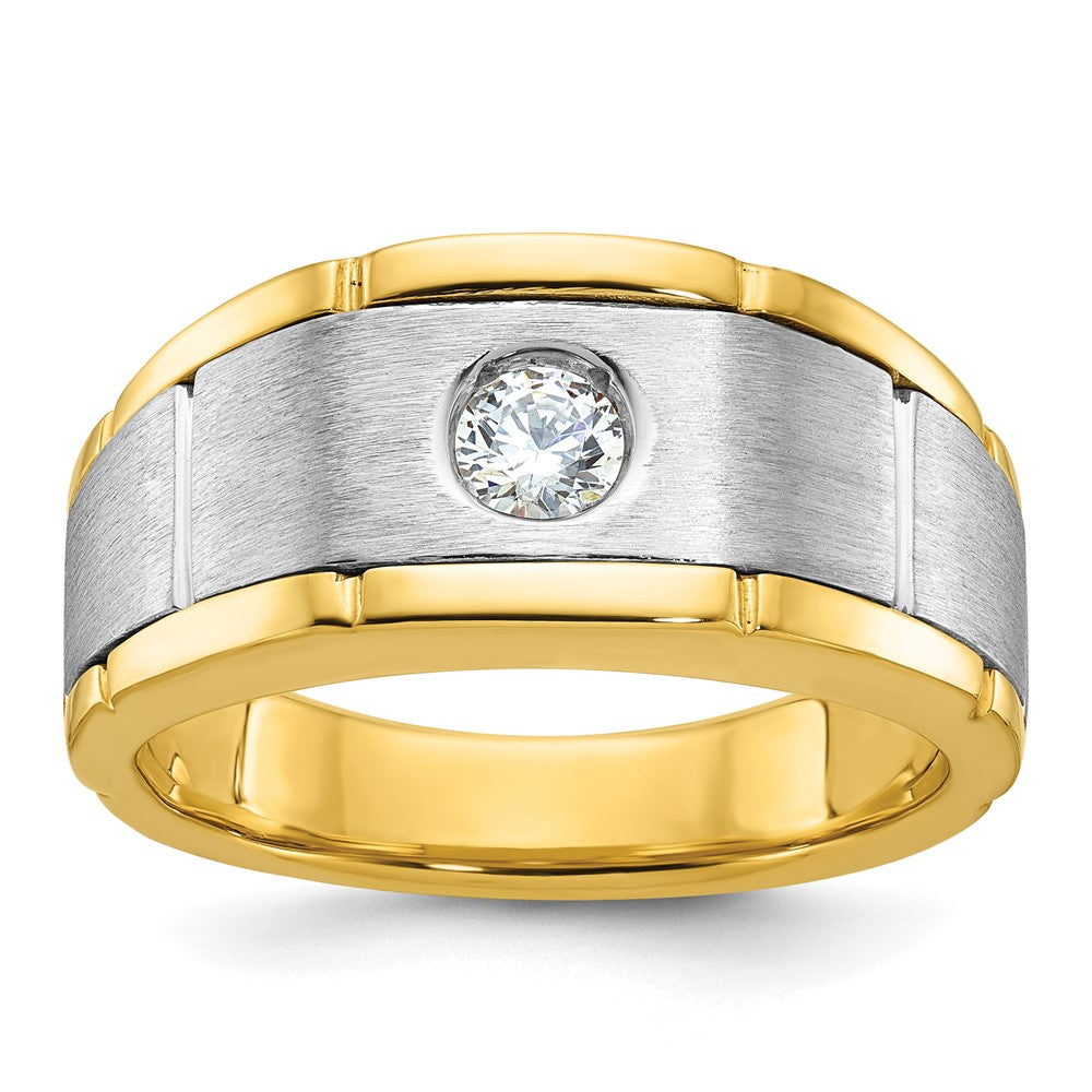 14k Two-tone Gold Men's Polished and Satin Diamond Ring Mounting