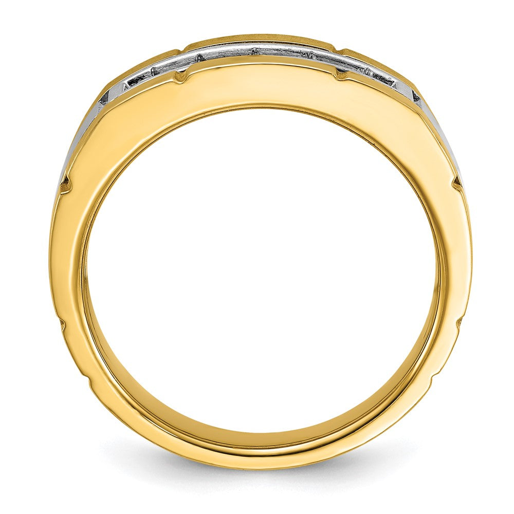 14k Two-tone Gold Men's Polished and Satin Diamond Ring Mounting