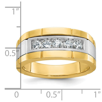14k Two-tone Gold Men's Polished and Satin Diamond Ring Mounting