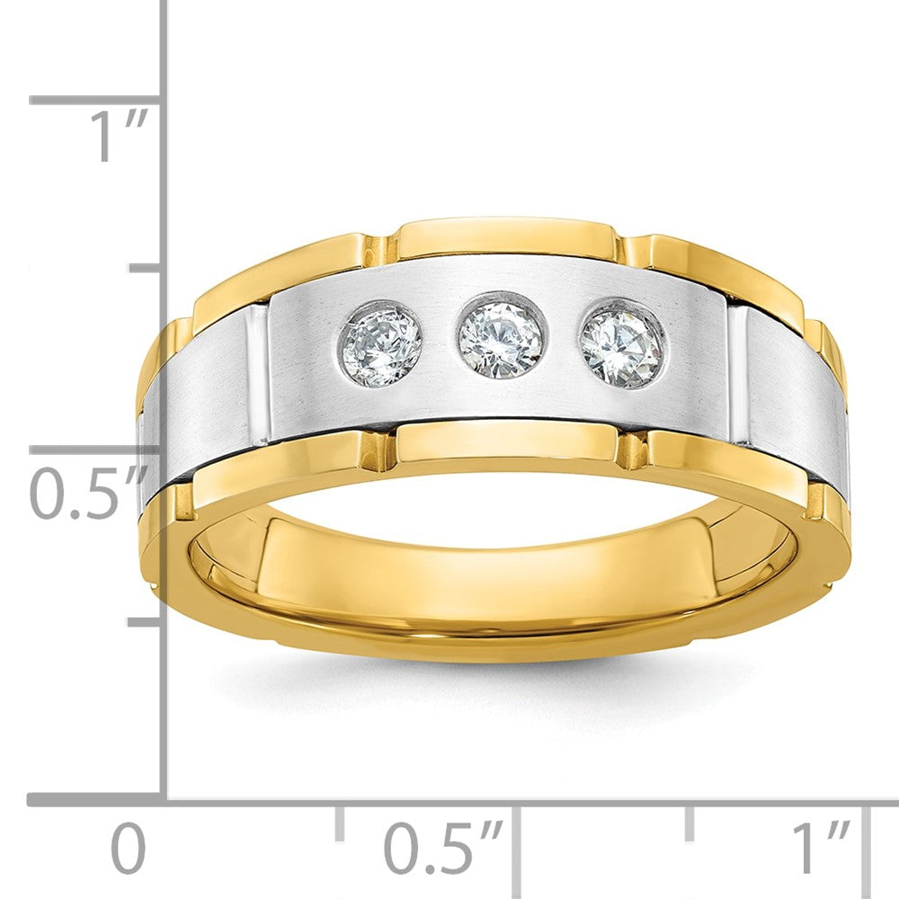 14k Two-tone Gold Men's Polished and Satin Diamond Ring Mounting