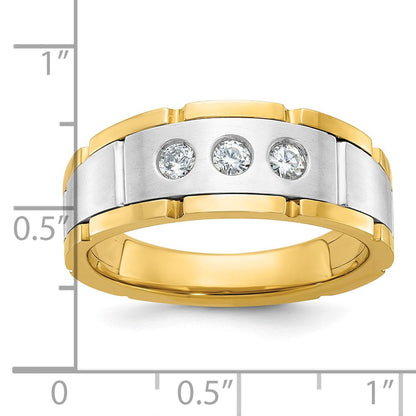 14k Two-tone Gold Men's Polished and Satin Diamond Ring Mounting