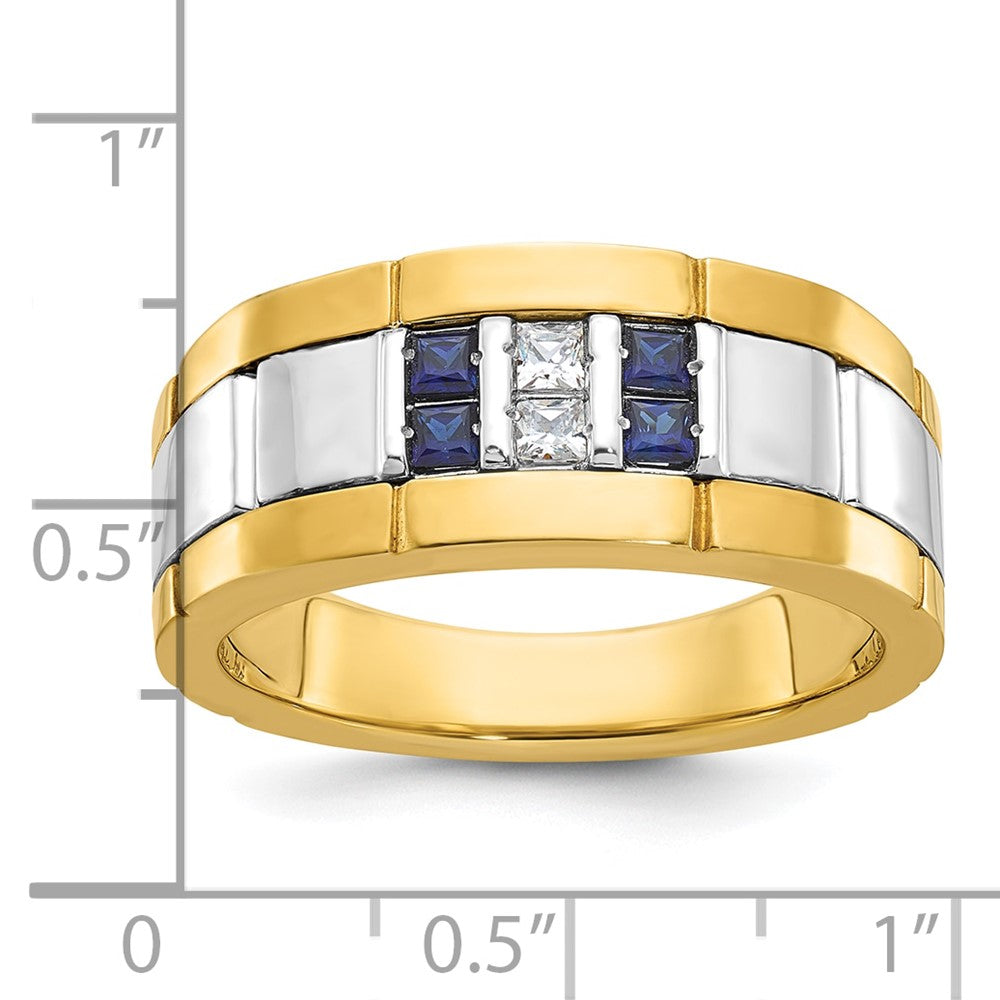 14k Two-tone Gold Men's Gemstone and Diamond Ring Mounting