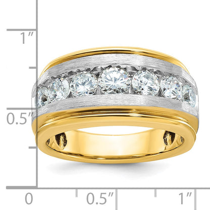 14k Yellow u0026 Rhodium Gold with White Rhodium Men's Satin Finish Diamond Ring Mounting