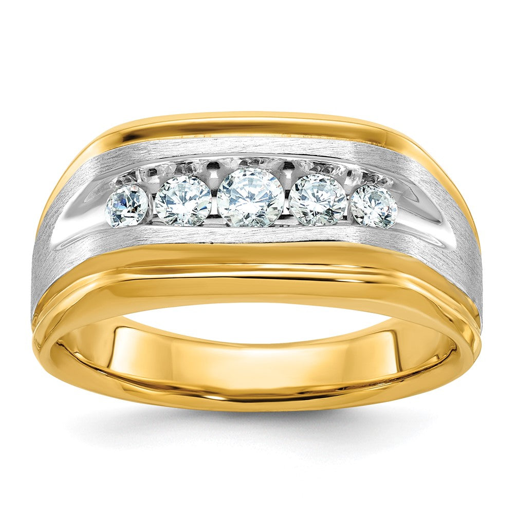 14k Two-tone Gold Men's Polished and Satin Diamond Ring Mounting