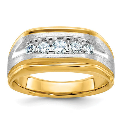 14k Two-tone Gold Men's Polished and Satin Diamond Ring Mounting