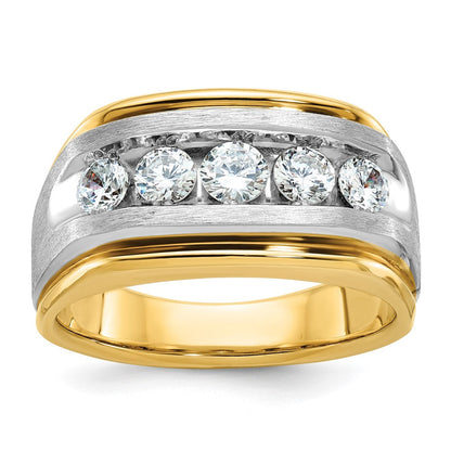 14k Two-tone Gold Men's Satin Finish Diamond Ring Mounting