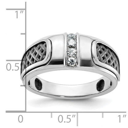 14k White Gold with Black Rhodium Men's 1/5 carat Diamond Complete Ring