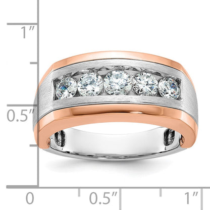 14k White/Rose Gold Two-tone Gold White/Rose Gold Men's Satin Diamond Ring Mounting