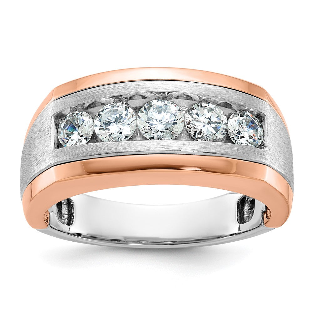 14k White/Rose Gold Two-tone Gold White/Rose Gold Men's Satin Diamond Ring Mounting