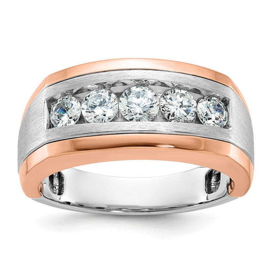 14k White/Rose Gold Two-tone Gold White/Rose Gold Men's Satin Diamond Ring Mounting