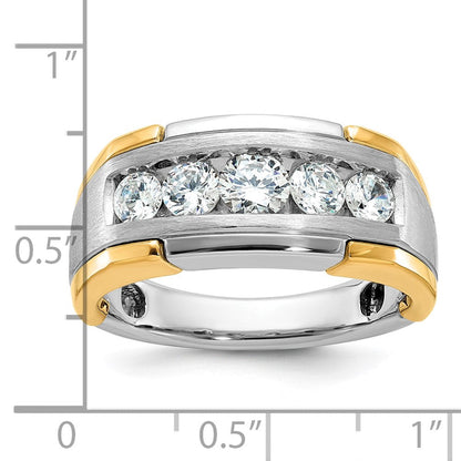 14k Two-tone Gold Men's Polished and Satin Diamond Ring Mounting