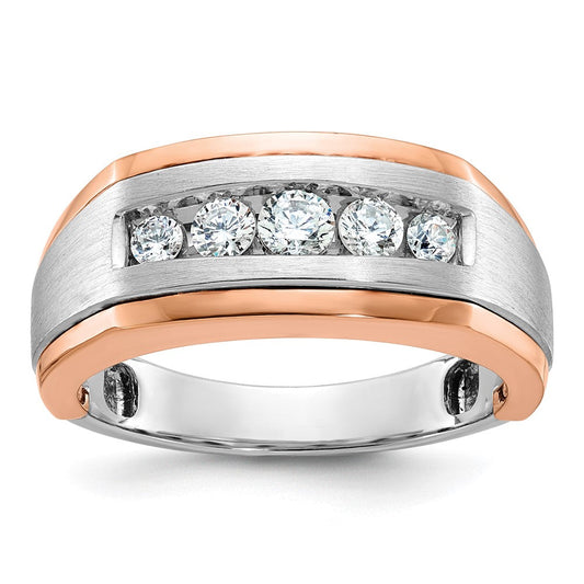 14k White/Rose Gold Two-tone Gold White/Rose Men's Satin Diamond Ring Mounting